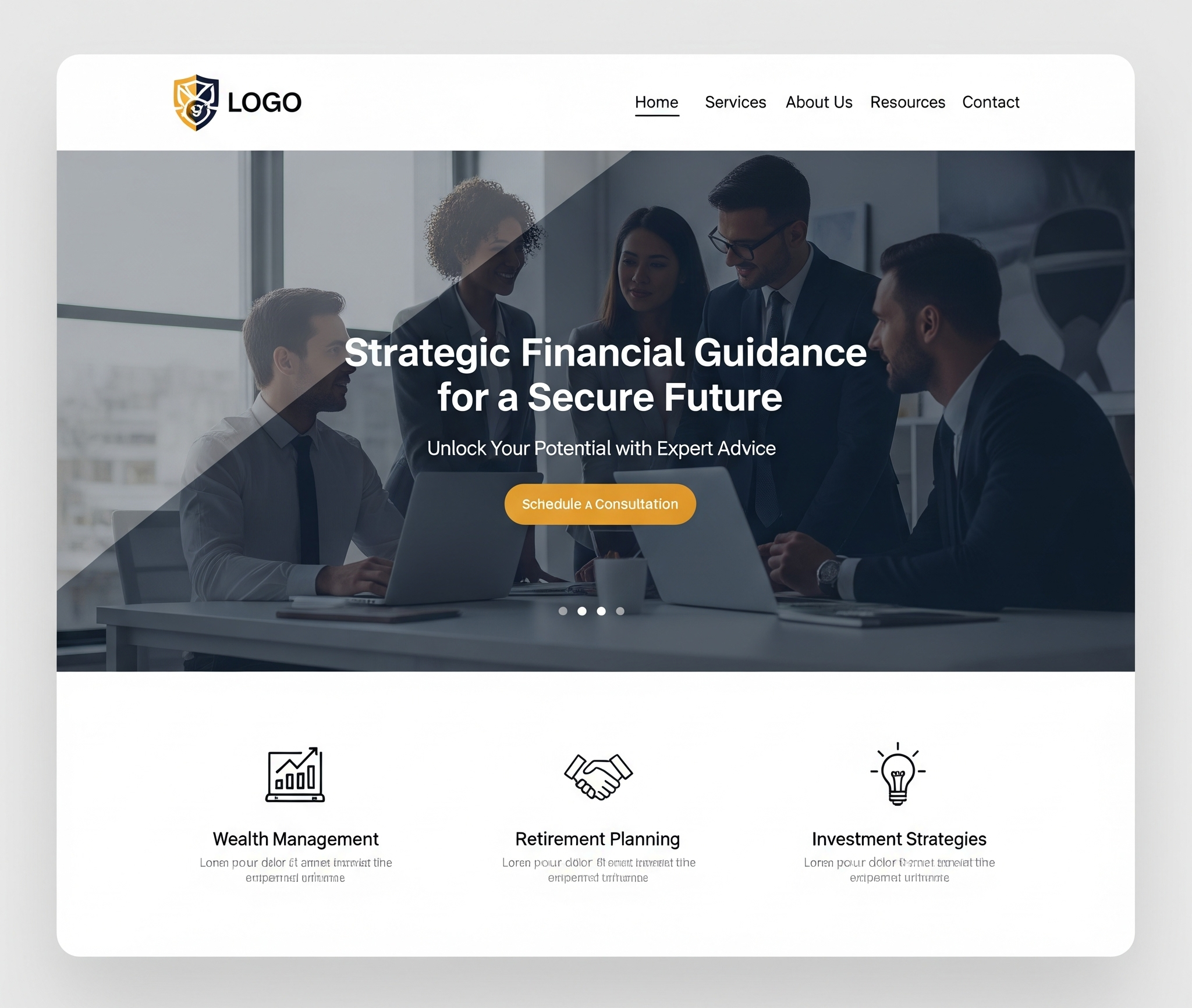 Preview do site para consultoria financeira.